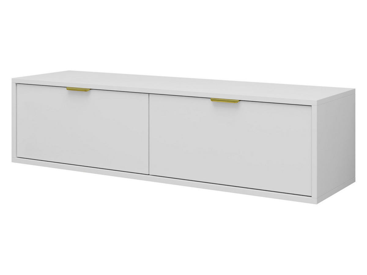 TV-LOWBOARD Senna 140 - Goldfarben/Weiß, Holzwerkstoff/Metall (140/35/33cm) - MIRJAN24