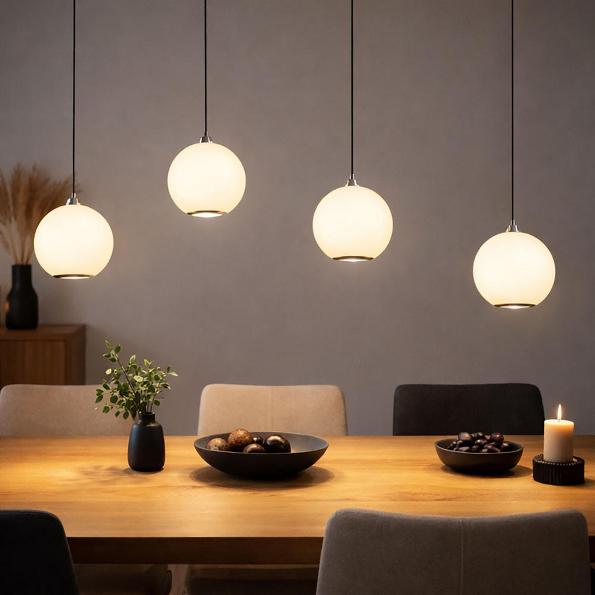 LED PENDELLEUCHTE Simmons Glas Grau, CCT, höhenverstellbar - Grau, Glas (99/15/150cm) - Globo Lighting