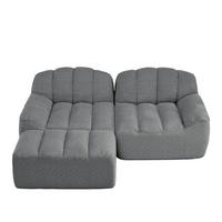 L-FÖRMIGES ECKSOFA Grau 2-Sitzer Modular Cordstoff Deep-Seat mit Hocker Ohne Montage - Grau, Textil (210/165cm) - PANGIVO