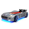 AUTOBETT Roadster Silber Kinderbett LED Sound Sportsitze Lattenrost Spoiler - Silberfarben/Schwarz, Holzwerkstoff/Kunststoff (90/190cm) - Aileenstore