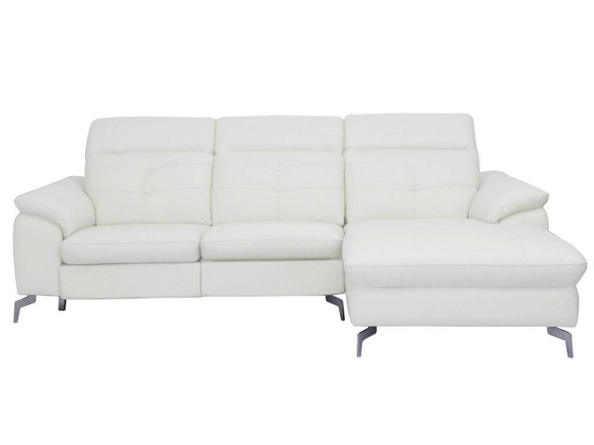 RELAXSOFA Ecksofa Leder - Ecke Rechts - Elfenbein - LISMORE - Weiß, Leder (170/250cm) - Vente-Unique
