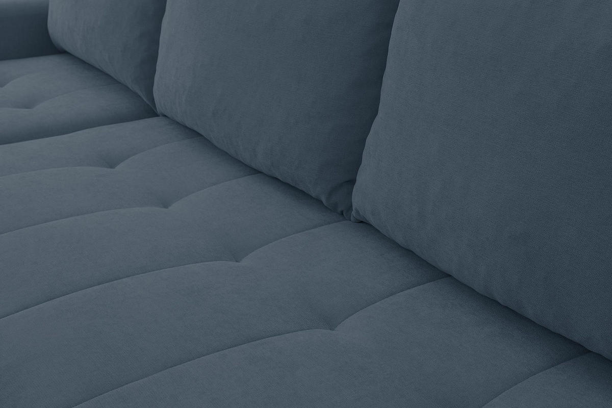 ECKSOFA Sprento Dunkelblau, in Chenille-Stoff, mit Schlaffunktion und Bettzeugfach - Blau, Holzwerkstoff/Textil (230/149cm) - Bettso