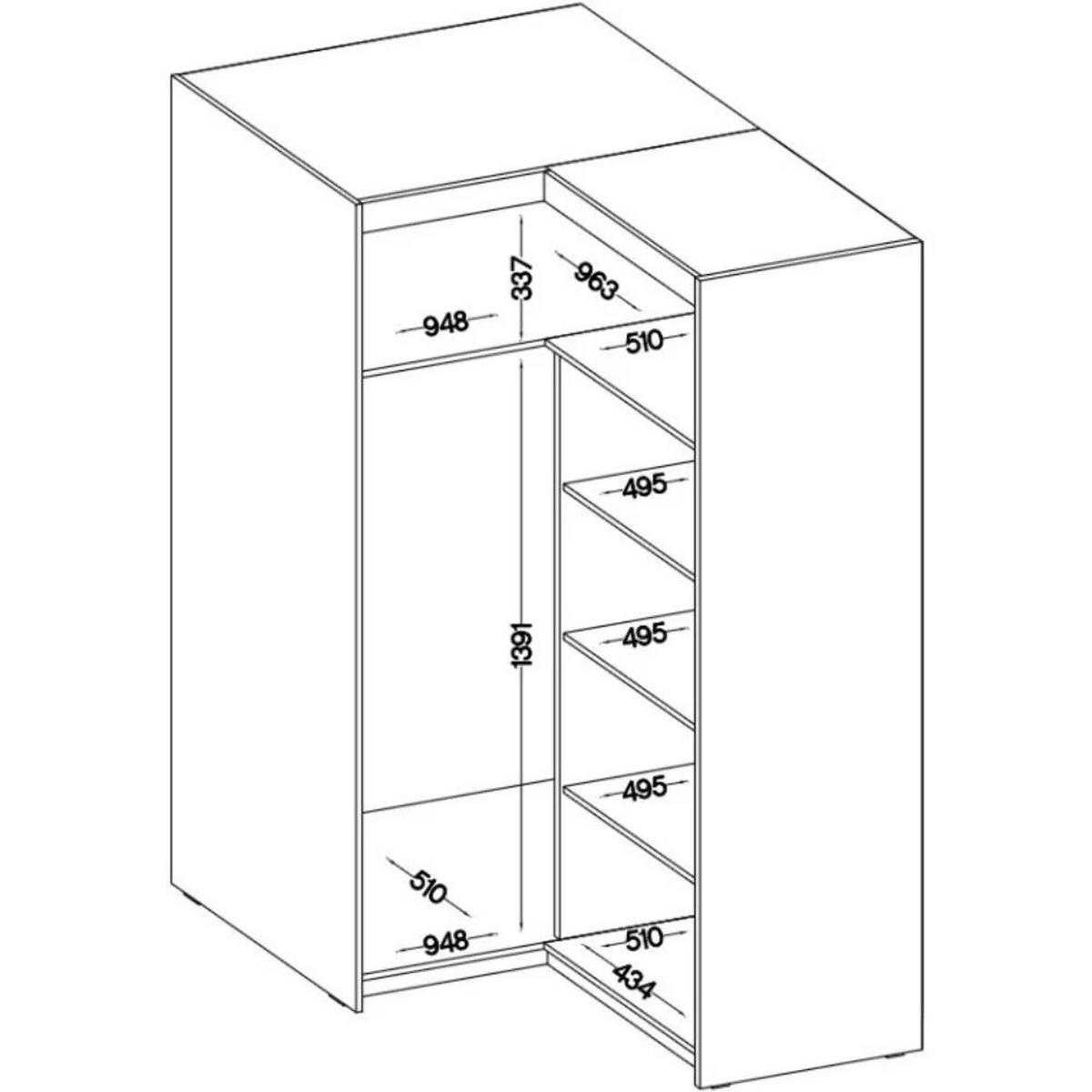 ECKSCHRANK Elena mit 2 Türen, 95x95 cm, Sonoma Eiche - Sonoma Eiche, Holzwerkstoff (95/190.5/95cm) - Beautysofa