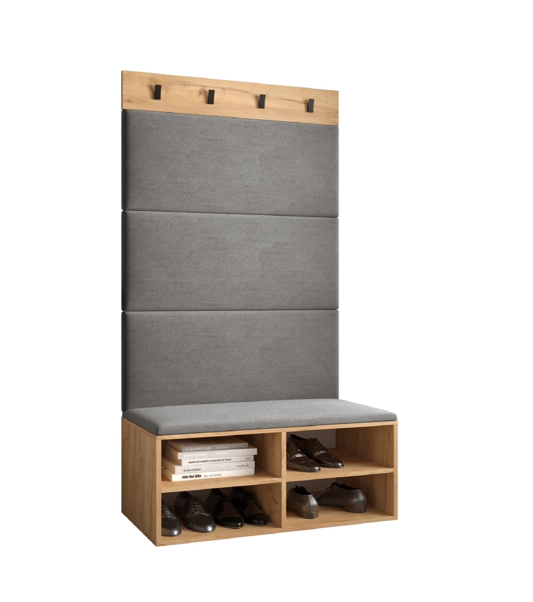 Möbel Kryspol Garderoben-Set Eiche, Grau 84x184x42 cm