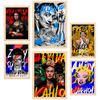 POSTER Set Mit 6 Iconico Graffiti Pop Frida Dali Mercury Bowie Marilyn A3 & A4 Rahmen Aus Hellem Holz - Beige, Papier (29/3cm) - Nacnic