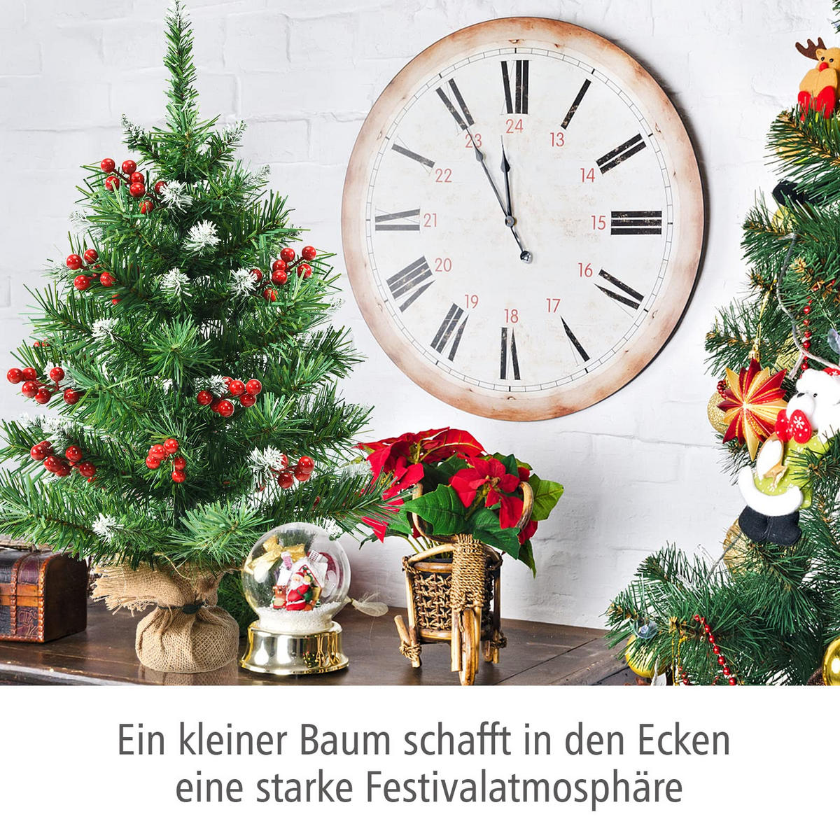 WEIHNACHTSBAUM Mini Tisch Tannenform mit Zementbasis 60 cm grün - Grün, Kunststoff (60cm) - COSTWAY