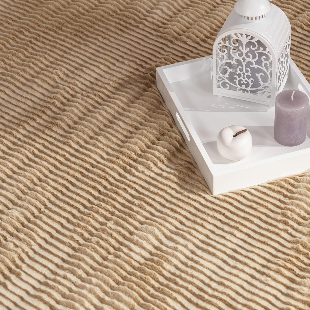 HOCHFLORTEPPICH Rauten Beige 120 x 160 cm - Beige, Kunststoff (120/160cm) - TT Home