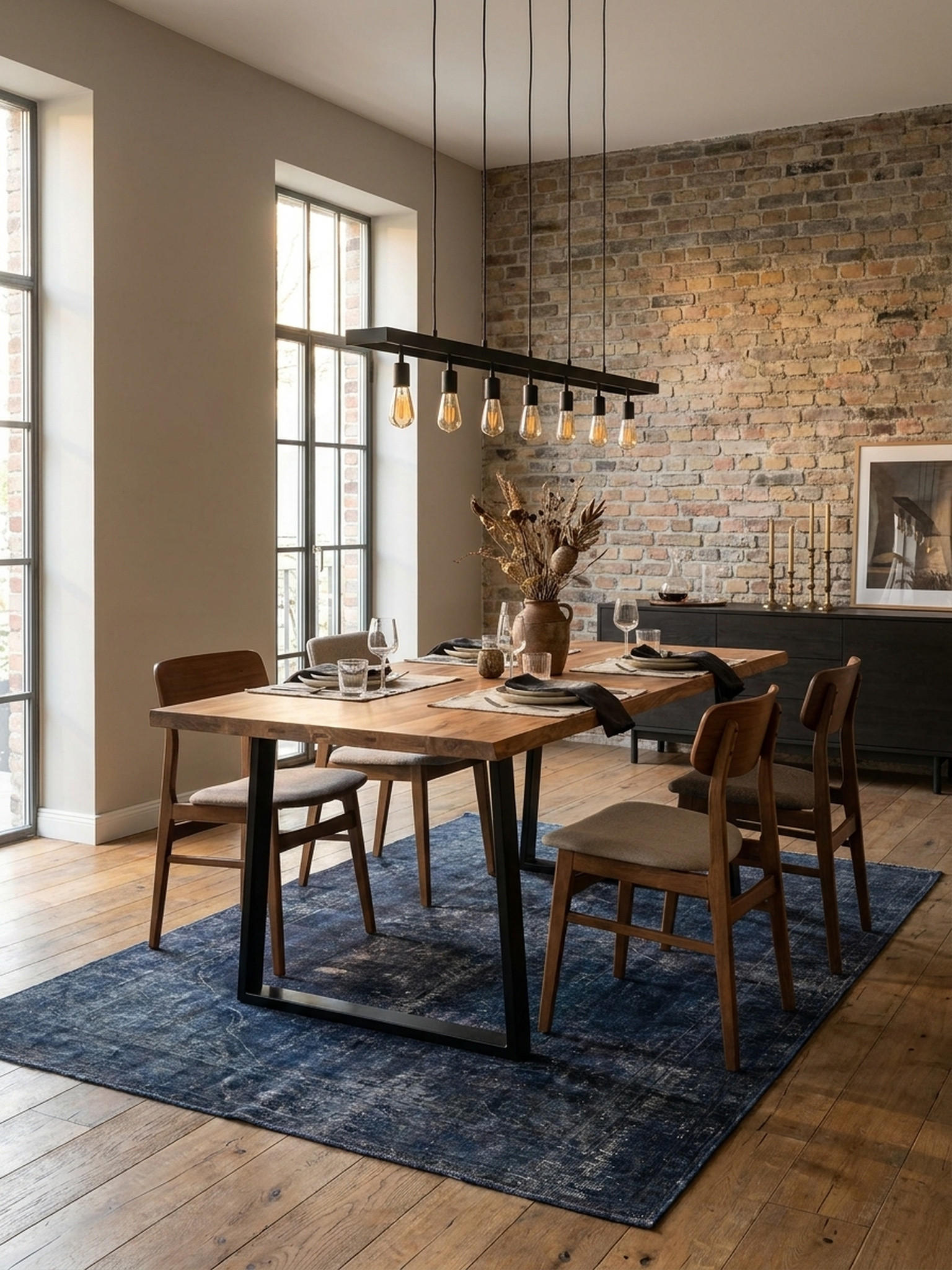 ESSTISCH Massivholz Metall Trapezgestell Baumkante Rechteckig, Akazie 200x100x76 cm - Schwarz/Akaziefarben, Holz/Metall (100/200/76cm) - KADIMA DESIGN