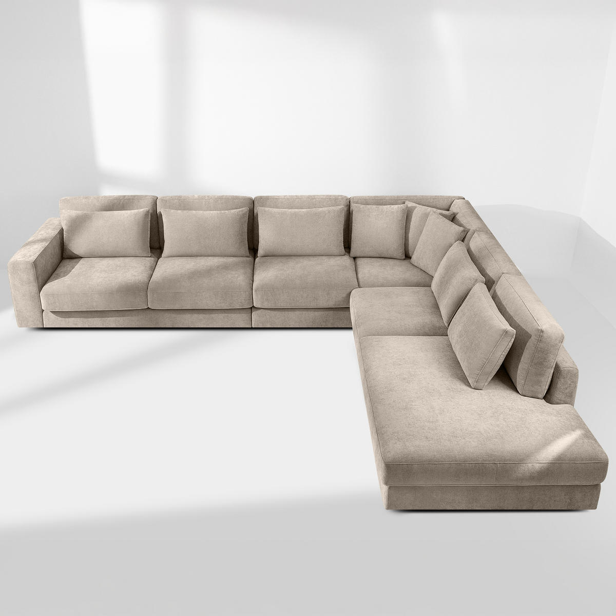 ECKSOFA XL rechts VERUS - Creme, Holz/Holzwerkstoff (377/328cm) - KONSIMO®