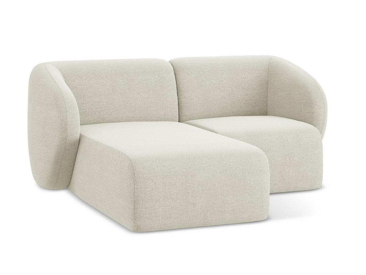 ECKSOFA Links Bouclé Stoff Beige - Sandfarben/Schwarz, Holzwerkstoff/Kunststoff (178/166cm) - Makamii