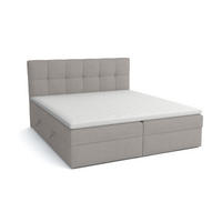 BOXBETT Doppelbett Corino Grau 140x200 cm - Grau, Naturmaterialien (200/144/103cm)