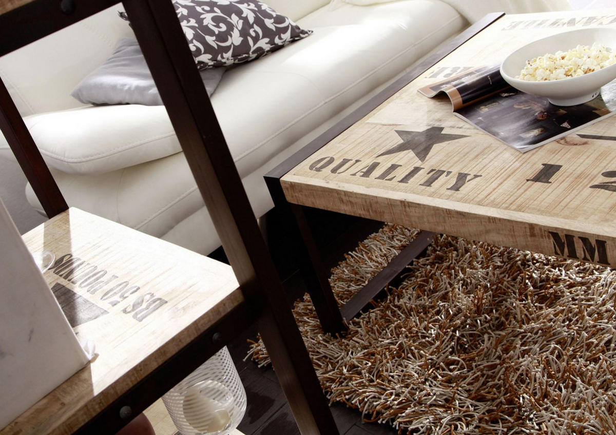 COUCHTISCH Mango 80x80x40 natur bedruckt FACTORY #110 - Naturfarben, Holz (80/80/40cm) - Massivmoebel24