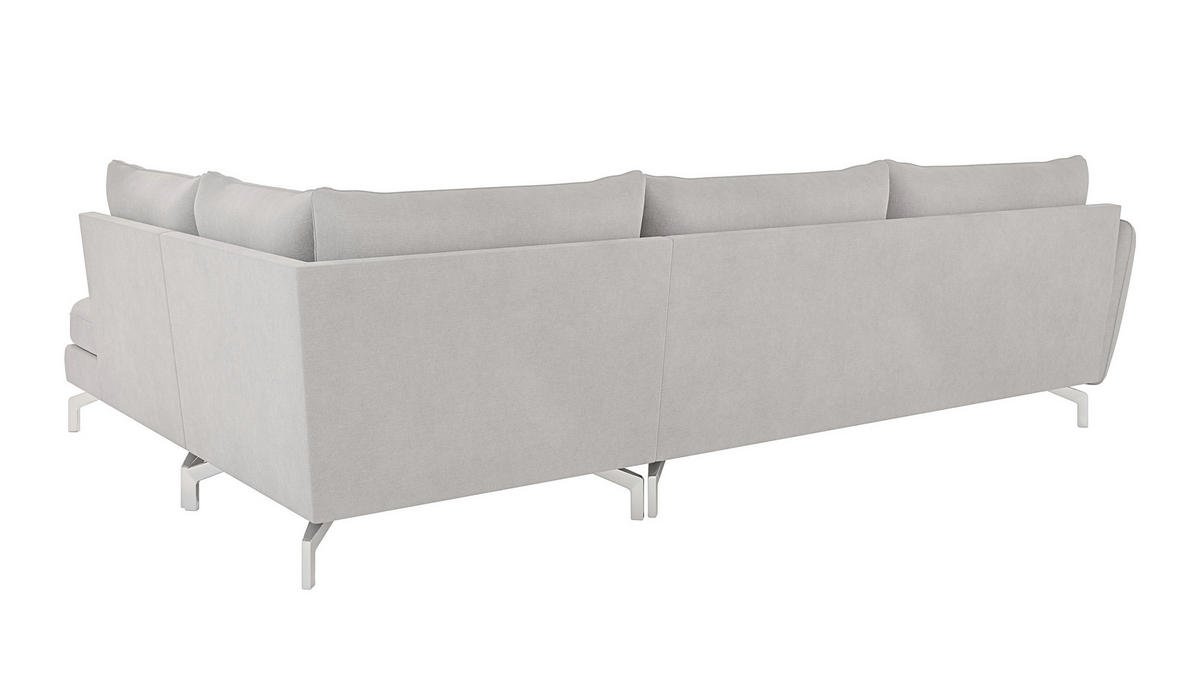 ECKSOFA Elou Silber Microfaser - Chromfarben/Silberfarben, Holz/Textil (277/200cm) - S-Style Möbel