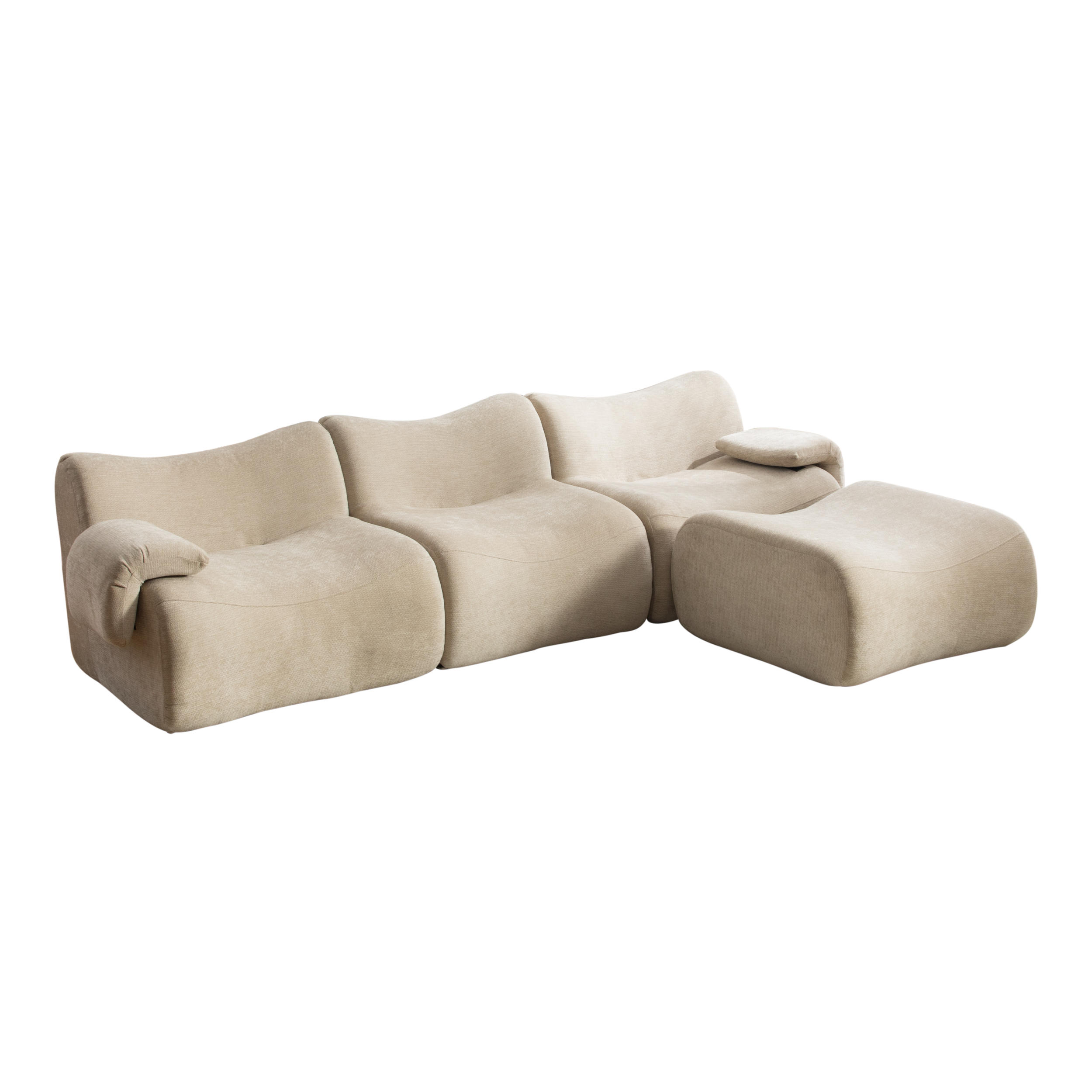 ECKSOFA Chenille Light Khaki ohne Montage - Hellbraun, Textil (284.5/181cm) - WISHDOR