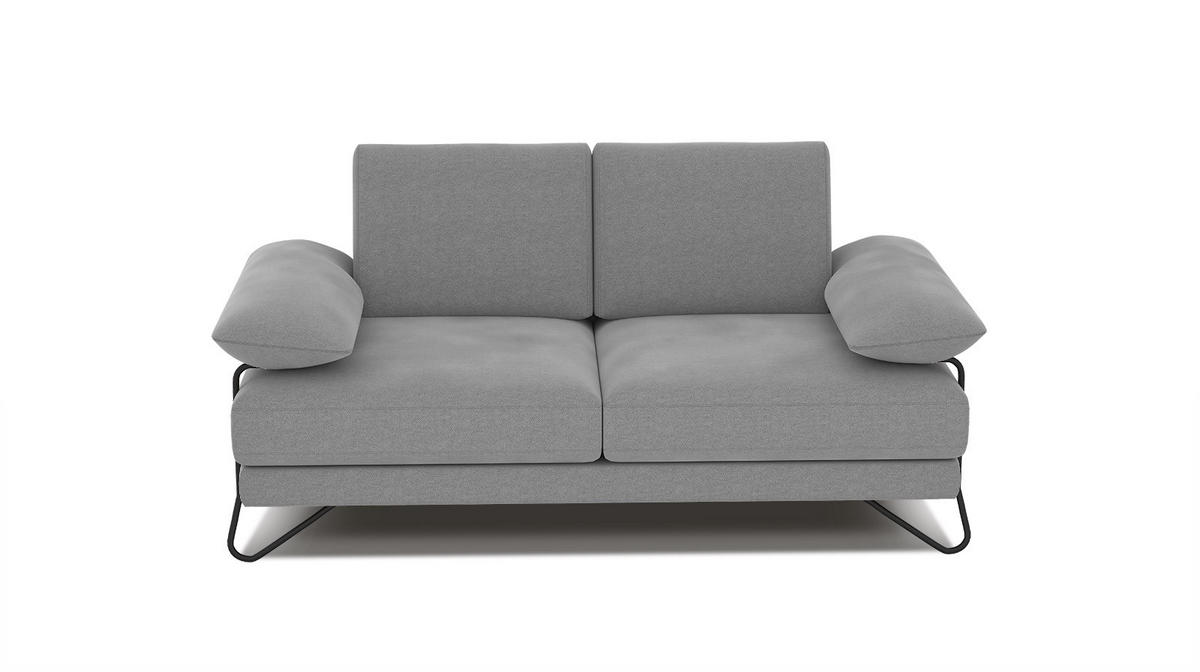 SOFA LORI 2-Sitzer, hellgrau - Hellgrau/Schwarz, Holzwerkstoff/Textil (185/87/96cm) - Courtois Laville