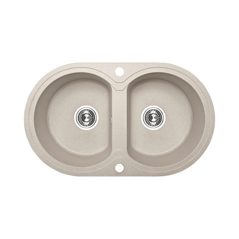 EINBAUSPÜLE Dafne Beige, Doppelbecken, oval, 47/78/20,4 cm - Beige, Stein (47/20.4/78cm) - bad land
