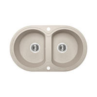 EINBAUSPÜLE Dafne Beige, Doppelbecken, oval, 47/78/20,4 cm - Beige, Stein (47/20.4/78cm) - bad land