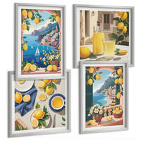 BILDER SET 4er Set - 50x50 cm & 40x60 cm Silberner Rahmen - Meerblick, italienische Zitronen - Silberfarben, Kunststoff (50/50cm) - TULUP
