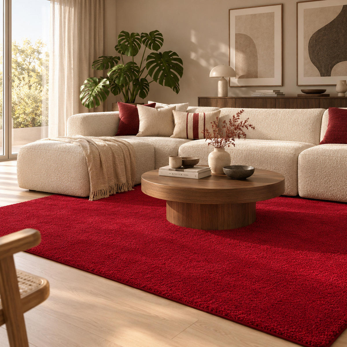 HOCHFLOR SHAGGY TEPPICH PALACE - Weinrot, Textil (80/200cm) - Snapstyle
