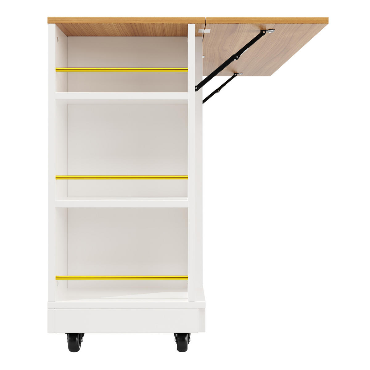 KUHINJSKI otok 120/40/90 cm z zložljivo ploščo, 2 predaloma in MDF korpusom, Bela - bela, leseni material (120/90/65cm) - Redom