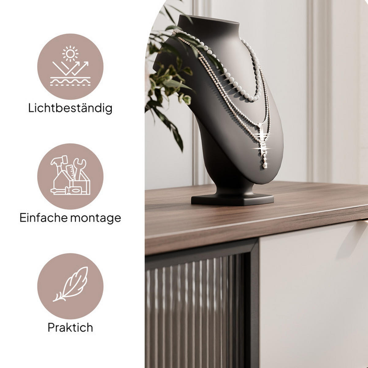 KOMMODE mit Vitrine NAVANI 160 cm Kaschmir Nuss - Kaschmir/Goldfarben, Holzwerkstoff/Metall (160/82/40cm) - Idohome