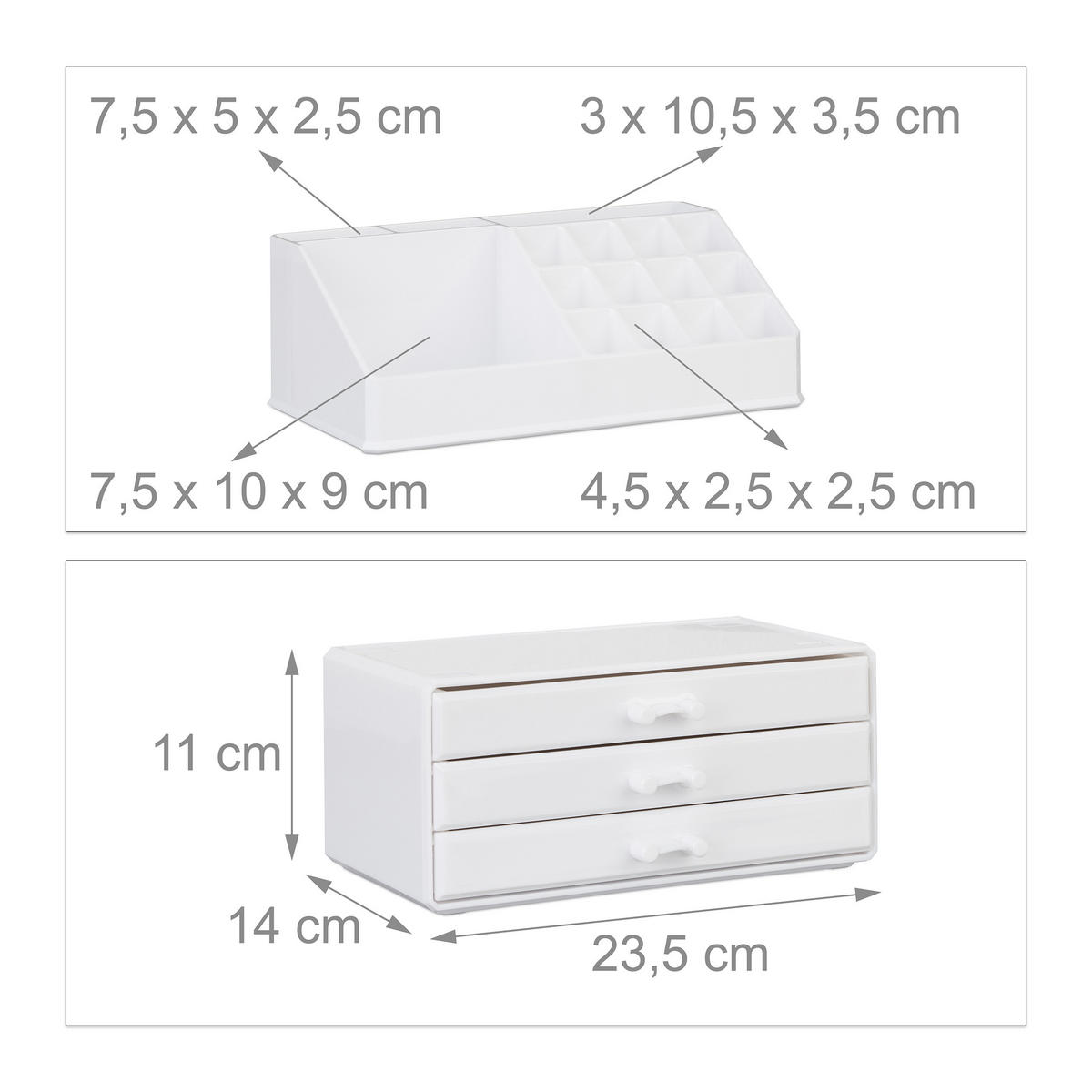 MAKEUP Organizer - Weiß, Kunststoff (23.5/19/14cm) - Relaxdays
