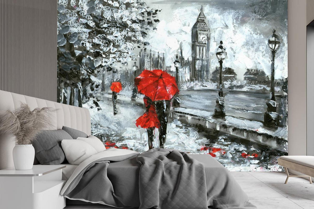 VLIESTAPETE Rot 254/184 cm - Rot, Textil (254/1cm) - KUNSTLOFT