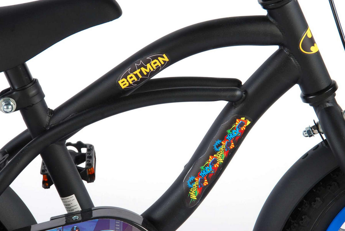 KINDERFAHRRAD DC Batman - Jungen - 12 Zoll - Rücktritt + Handbremse - Schwarz - Schwarz, Metall (39cm) - TPFSports