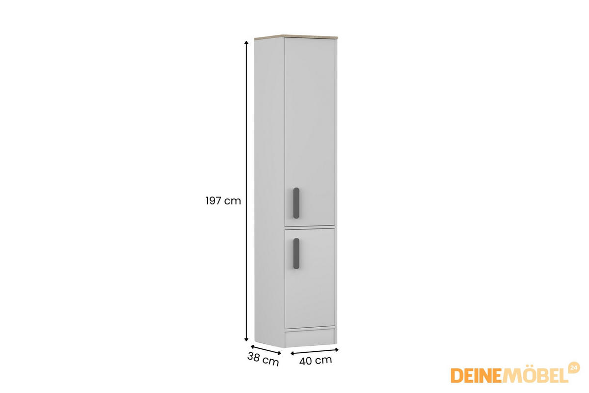 REGAL MIKI 01 Korpus Weiß | Griffe Violett - Violett/Weiß, Holz/Holzwerkstoff (40/197/38cm) - Deine Möbel 24