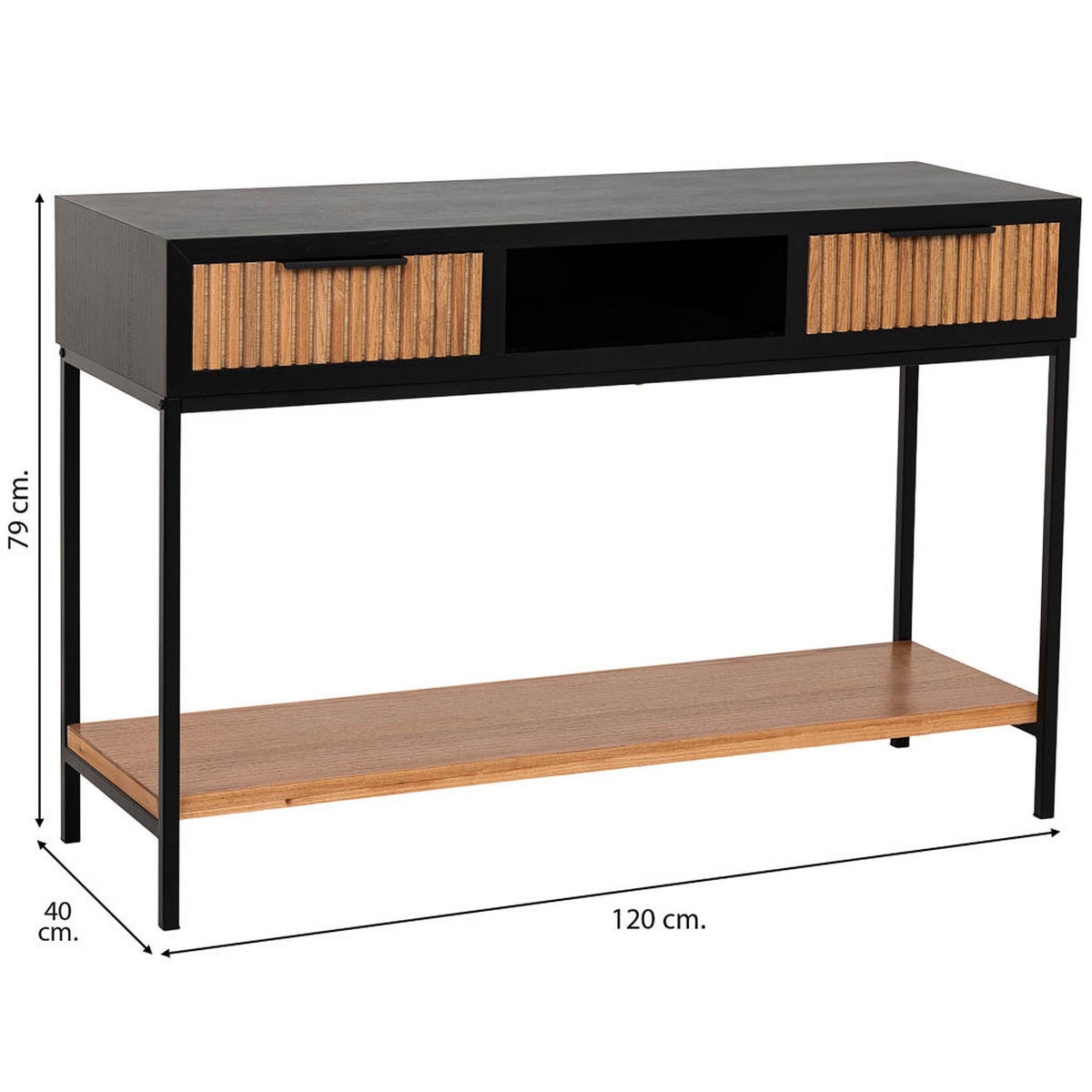 KONSOLENTISCH aus Metall und Holz, 120x40x69cm - Braun, Holz (40/120/69cm) - Wanderlust