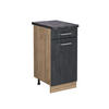 KÜCHENUNTERSCHRANK R-Line Schwarz Beton 40 cm AP Anthrazit - Honigeiche/Eiche Wotan, Holzwerkstoff (40/81.6/60cm) - Vicco