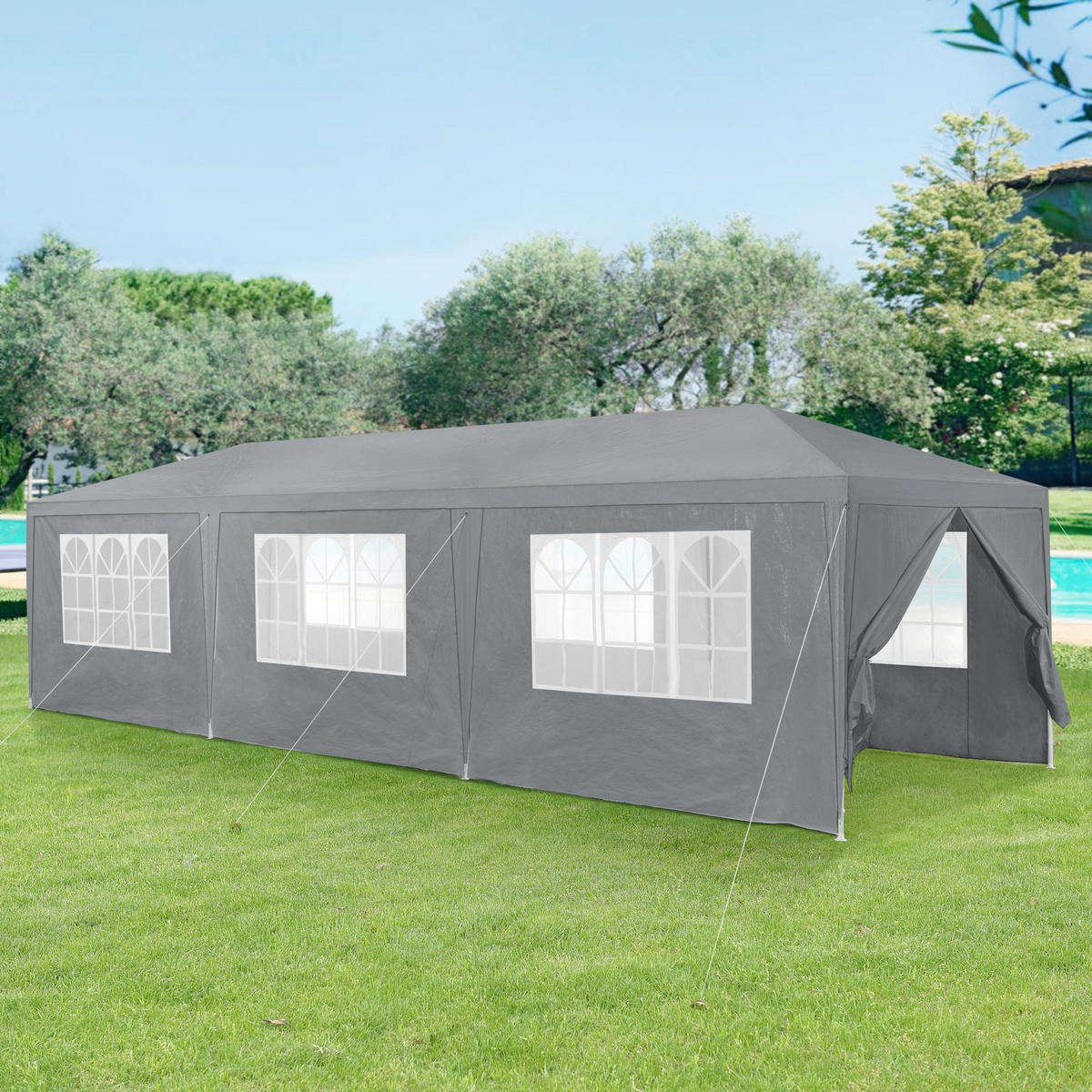 PARTYZELT Wedau - Dunkelgrau, Kunststoff/Metall (900/255/300cm) - casa.pro