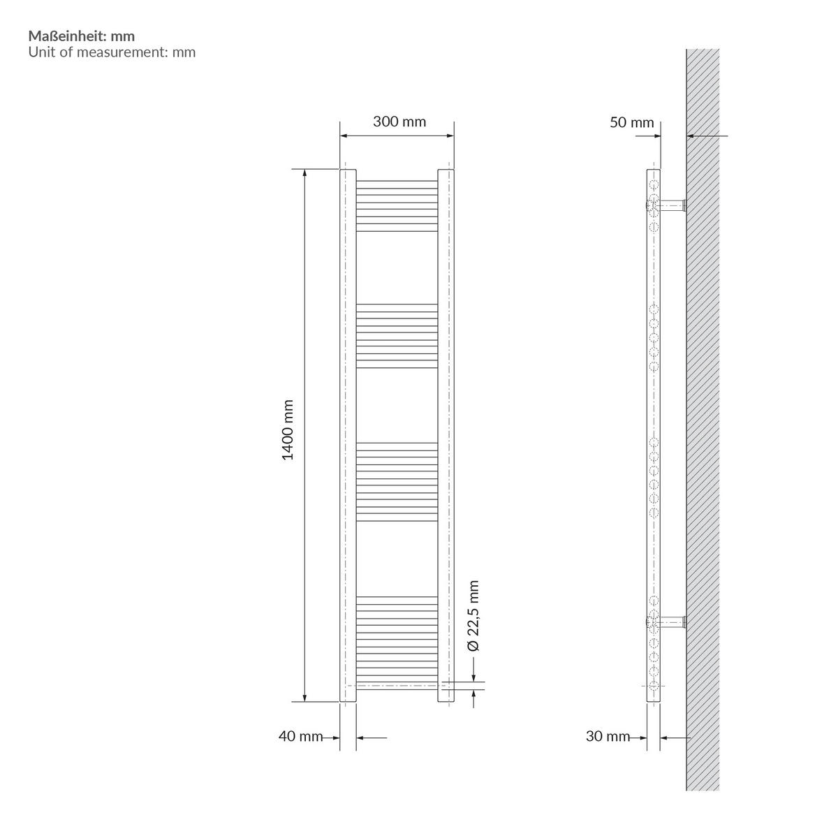 UTĚRKOVÝ TOPNÝ TĚLESO 300 x 1400 mm, béžové, koupelnové topné těleso, rovné, s bočním připojením - béžová, kov (30/140/3cm) - LuxeBath