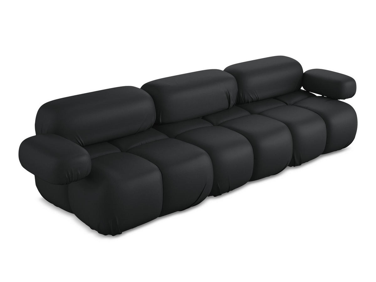3-SITZER SOFA Kunstleder Schwarz - Schwarz/Grau, Leder/Kunststoff (285/70/96cm) - Makamii