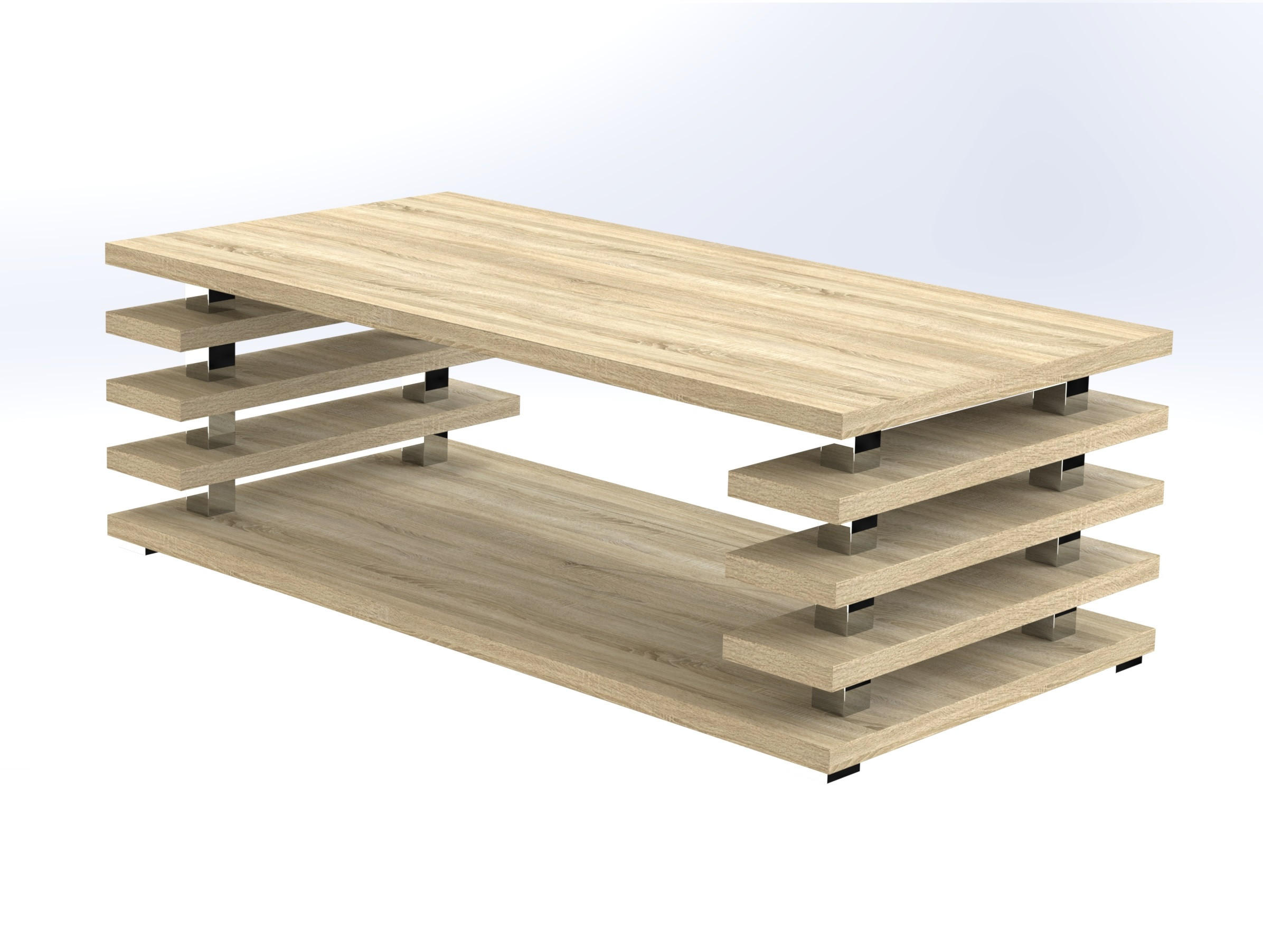 COUCHTISCH rechteckig Sonoma Eiche Ablage 120/40/60 cm - Sonoma Eiche, Holzwerkstoff (60/120/40cm) - designimpex
