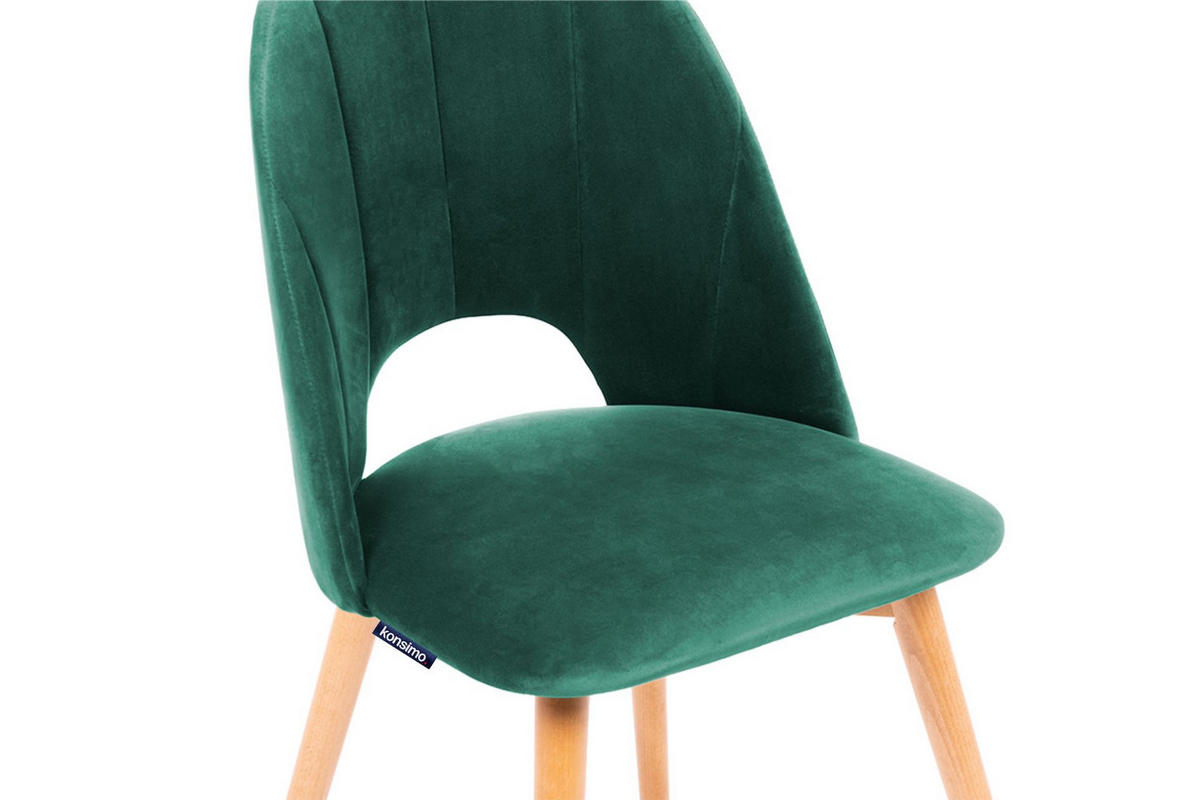 ESSZIMMERSTUHLE TINO 2-tlg Velours-Sitz, Dunkelgrün - Dunkelgrün/Eichefarben, Holz/Textil (48/86/44cm) - KONSIMO®