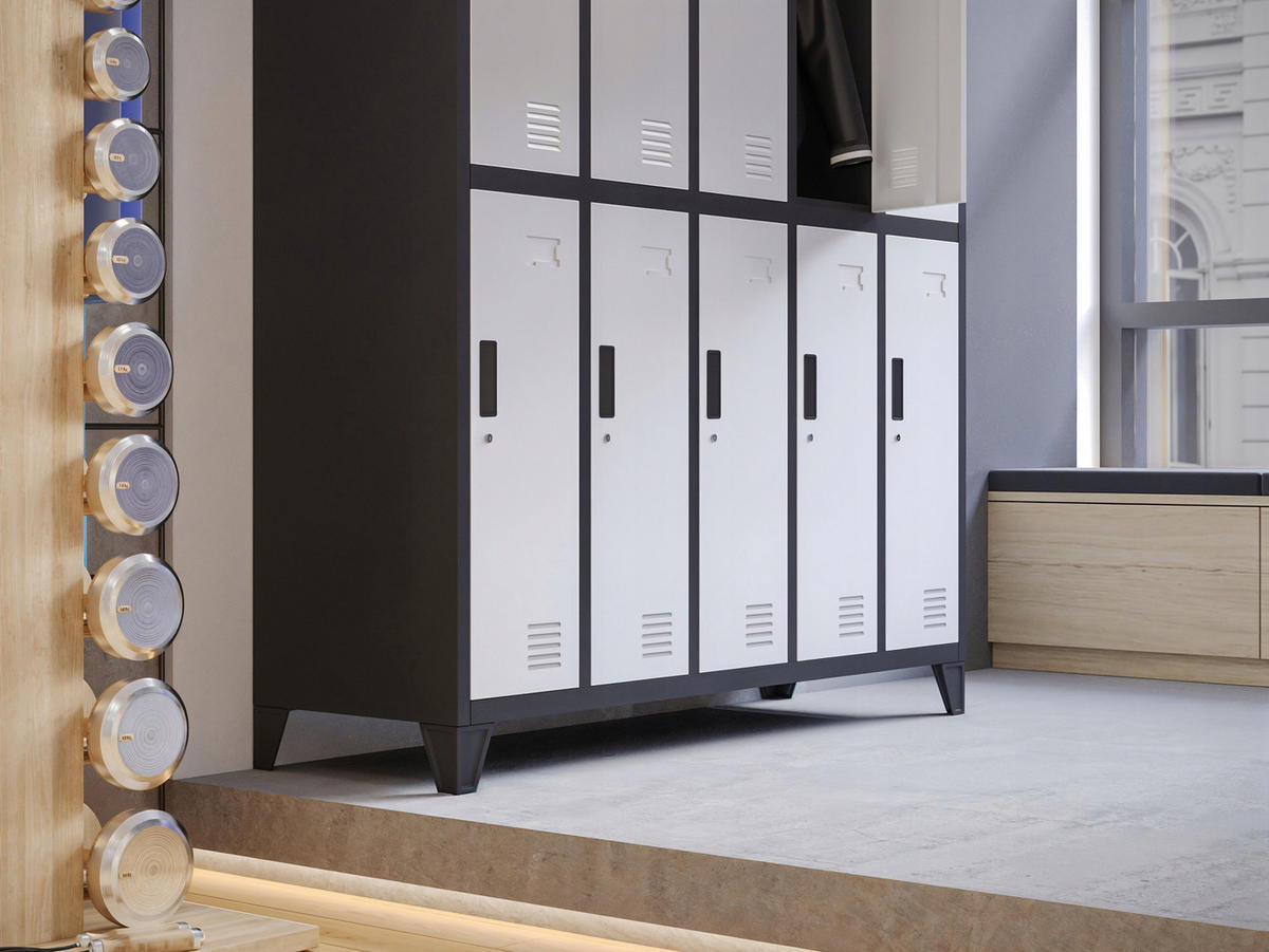 SCHLIESSFACHSCHRANK Bartek - Anthrazit/Weiß, Metall (136/172/45cm) - Jan Nowak