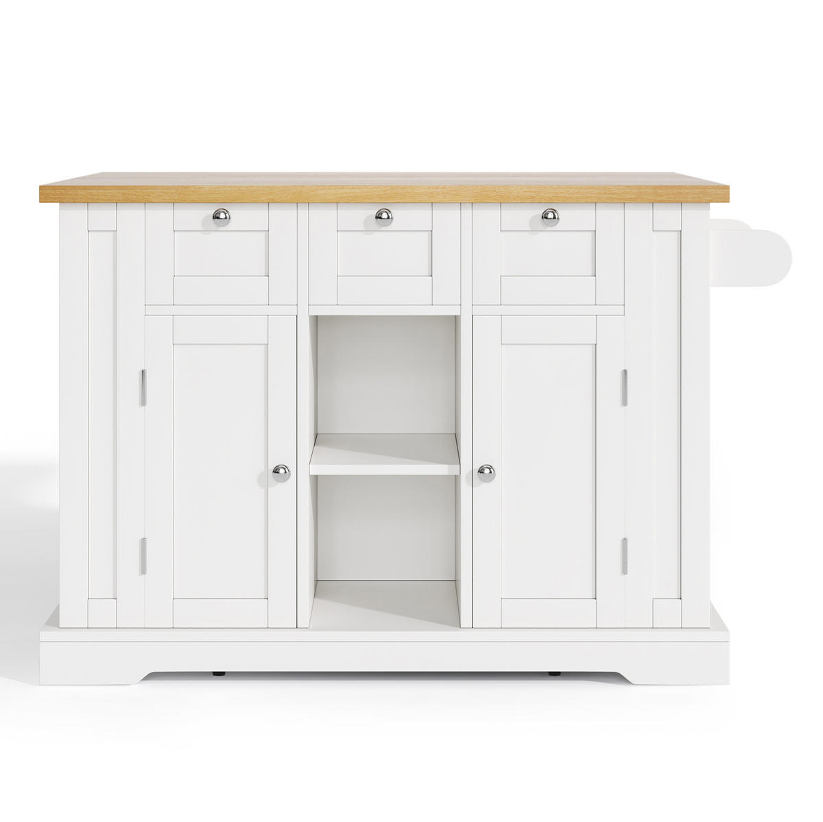 KÜCHENINSELWAGEN mit ausziehbarer Arbeitsplatte 132 cm White/Natural - Weiß, Holz (70/87/132cm) - Beauniv