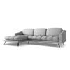 ECKSOFA Links Chenille Stoff Grau - Hellgrau/Schwarz, Textil/Metall (160/264cm) - Makamii