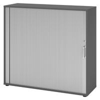 ROLLLADENSCHRANK - 3 Ordnerhöhen 40/120/110 cm in Graphitfarben/Silberfarben Chromgriff (Metall) - Silberfarben/Graphitfarben, Holzwerkstoff (120/110/40cm) - bümö