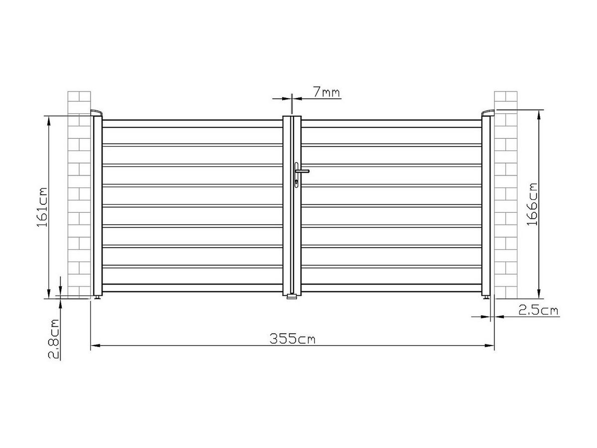 GARTENTOR Flügeltor Doppeltor mit Torantrieb - durchbrochen - Aluminium - 355 x 166 cm - Anthrazit - PRIMO - Anthrazit, Metall (350/161cm) - Vente-Unique