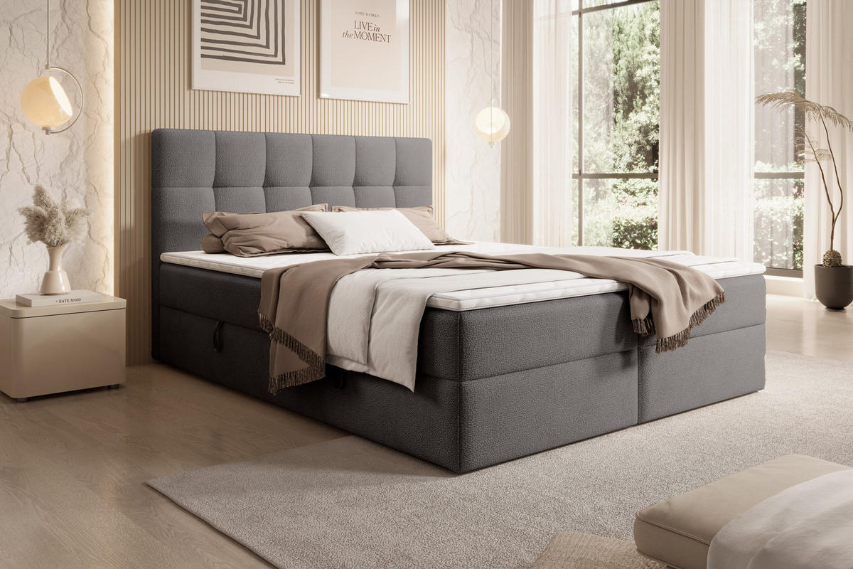 DOPPELBETT Oreno Royal 200x200 cm, Grau - Grau, Textil (200/200cm) - Fedve