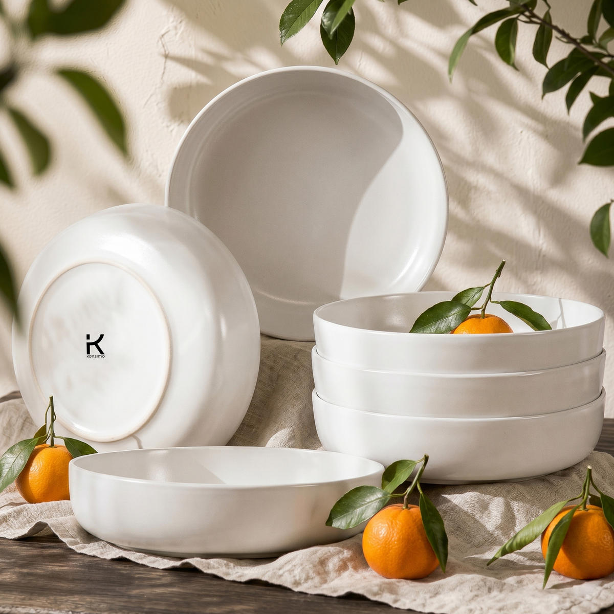 TELLER-SET VICTO 6-tlg Suppenteller - Weiß, Keramik (18cm) - KONSIMO®