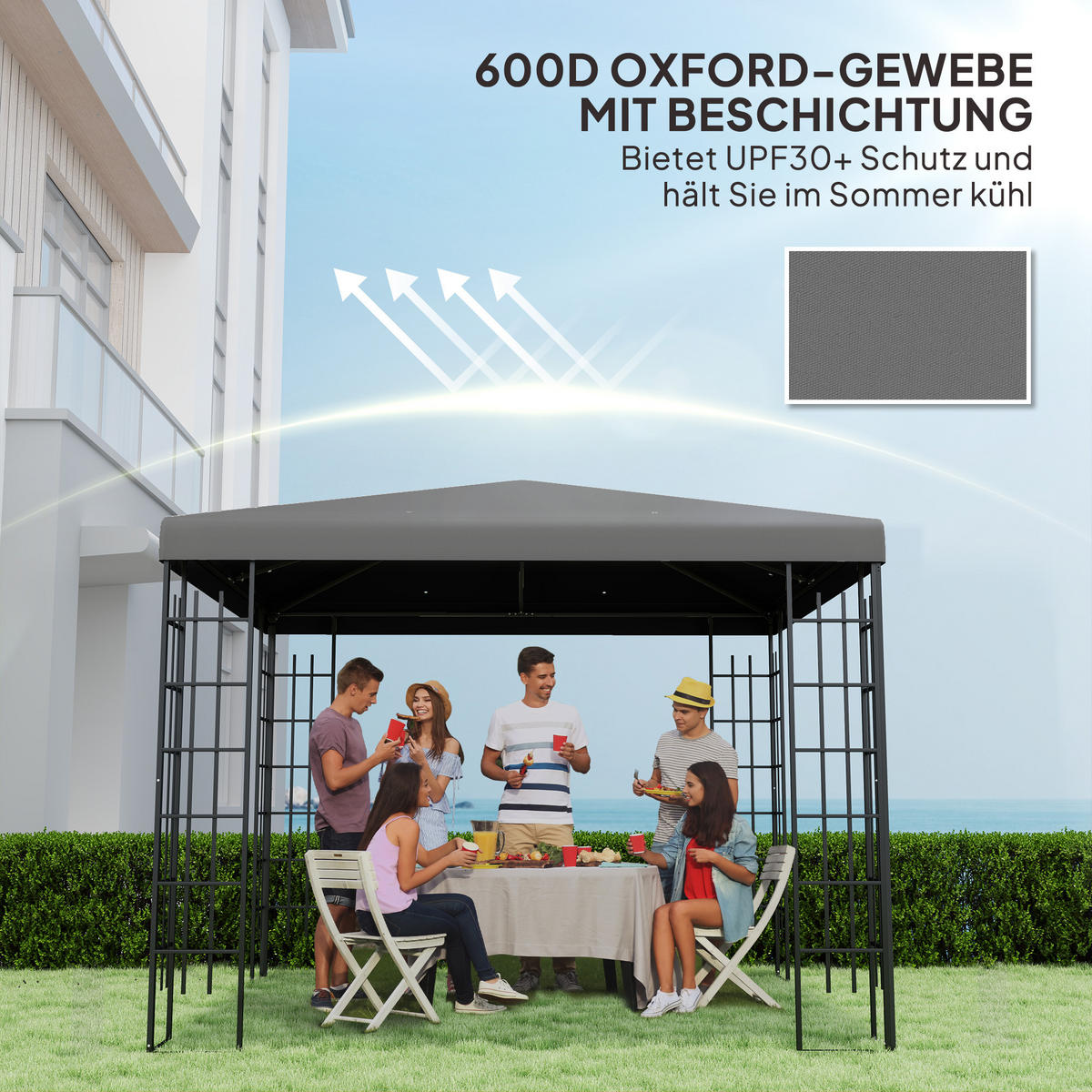 ERSATZDACH für Pavillon 3 x 3 m - Dunkelgrau, Kunststoff (298/1/298cm) - Outsunny