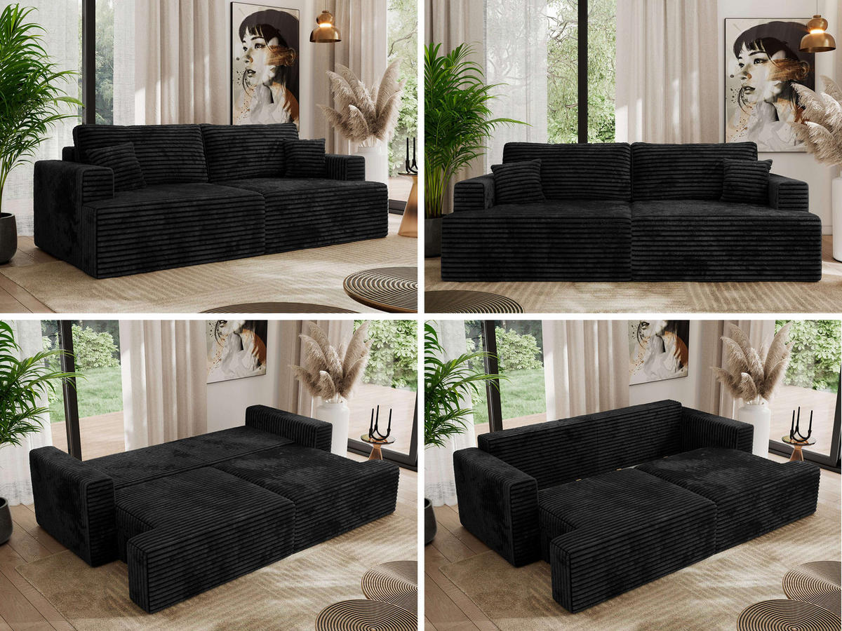 4-SITZER SOFA VIRELLA Schwarz Cord - Schwarz, Textil (240/88/115cm) - MKS