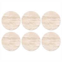 GLASUNTERSETZER 6er-Set Rund Marmor - Steine - Sand - Textur 10x10 cm - Sandfarben, Naturmaterialien (10/0.2cm) - MuchoWow