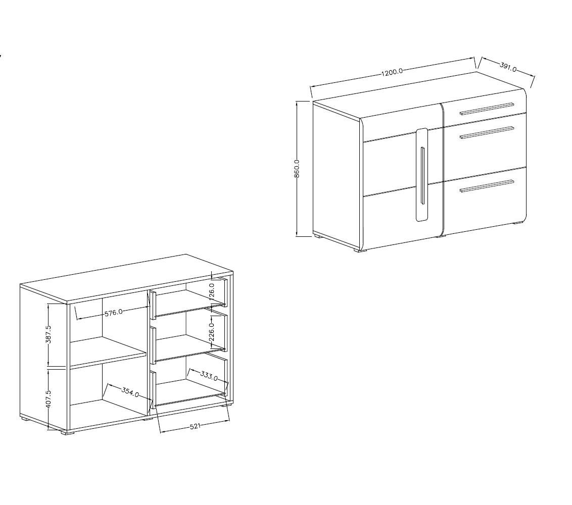 KOMMODE Toro Eiche Grandson 120 / 39 / 86cm - Eichefarben/Braun, Holz/Holzwerkstoff (120/86/39cm) - Feldmann-Wohnen