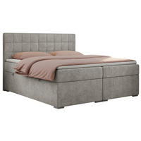 BOXBETT CARMEN 200/200 Hellgrau Struktur - H4 - Hellgrau, Holz/Textil (200/200cm) - MKS