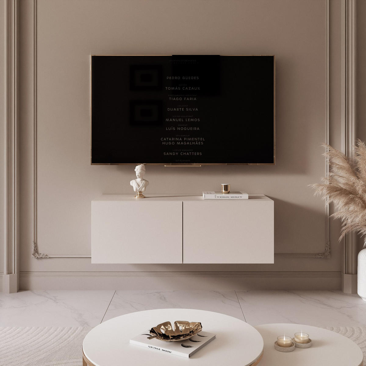 TV-LOWBOARD kaschmir, hängend mit LED-Beleuchtung - Kaschmir, Holzwerkstoff (100/36/40cm) - Idohome