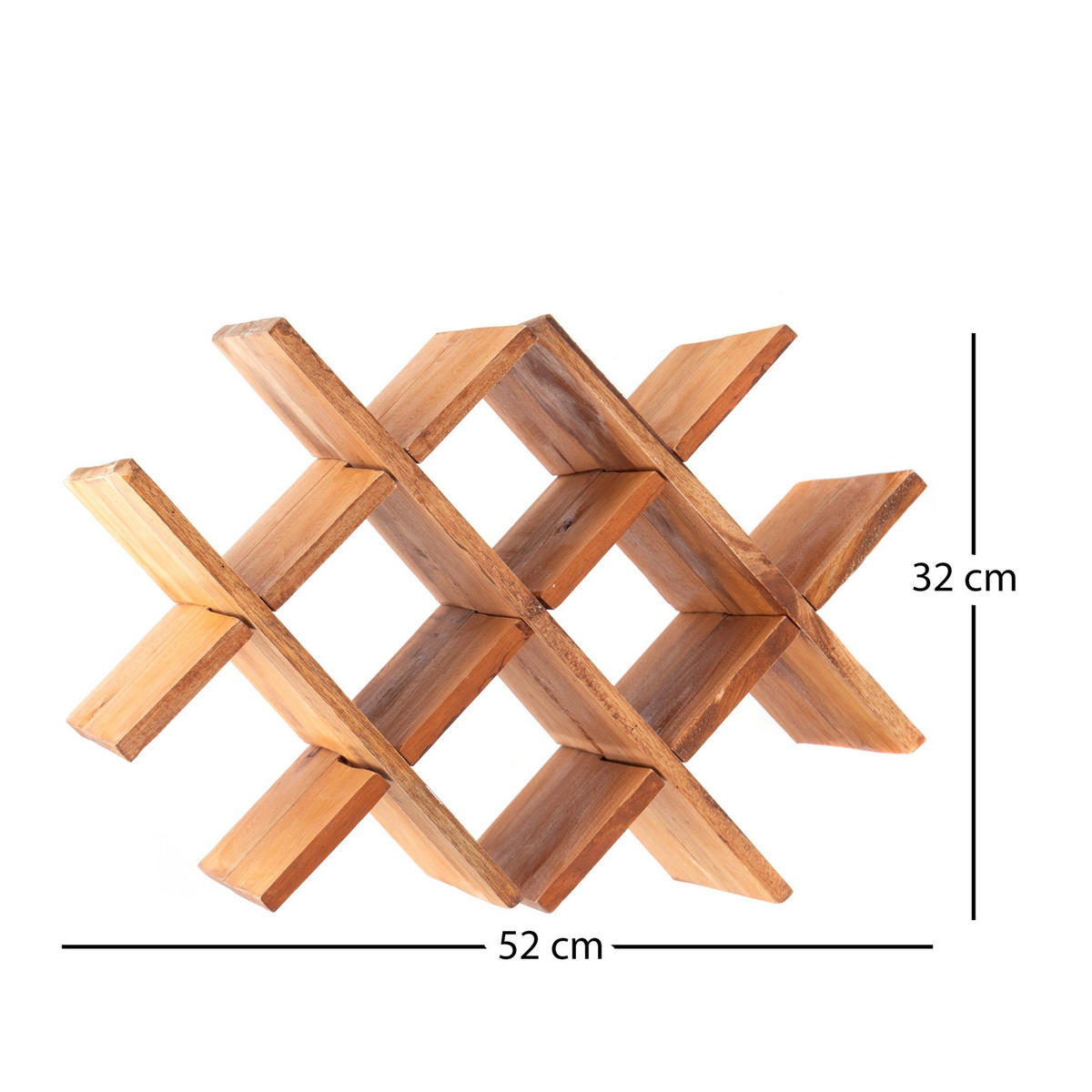 FLASCHENREGAL Stuck 52cm, Mahagoni Massivholz naturfarben - Naturfarben, Holz (52/32/19.5cm) - CREEDWOOD